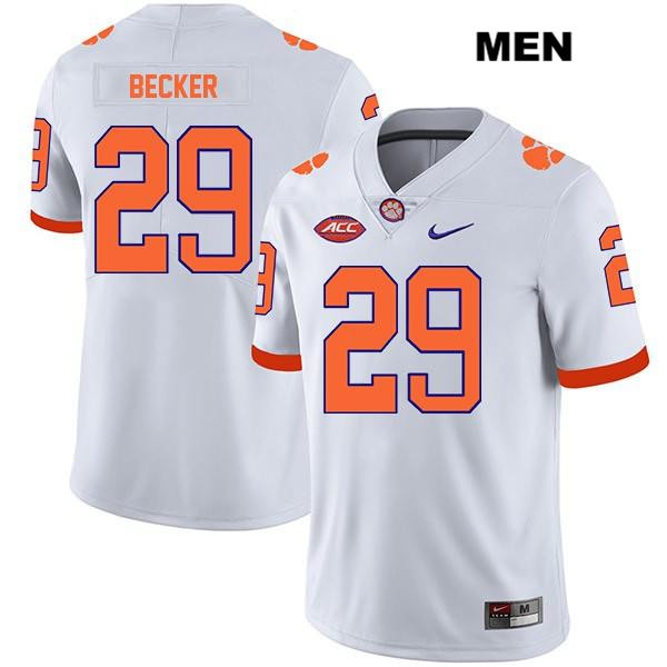 Men's Clemson Tigers #29 Michael Becker Stitched White Legend Authentic Nike NCAA College Football Jersey NEN6346MT